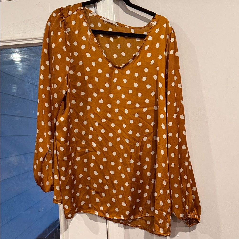 First Love Mustard Polka Dot Blouse